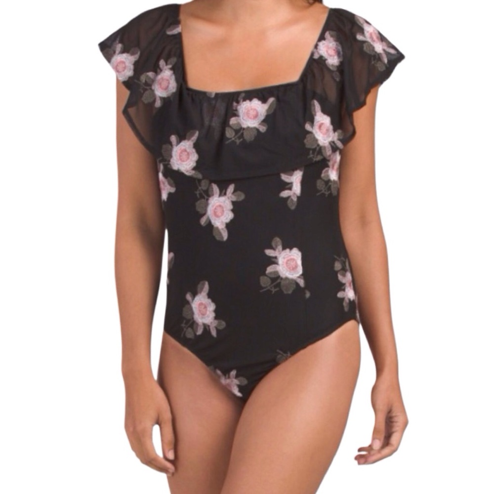 Band of Gypsies Floral Mesh Bodysuit (NWT) (Size: Medium)